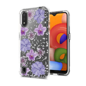 Pressed dried flower Design Phone case for SAMSUNG GALAXY A01 In Purple