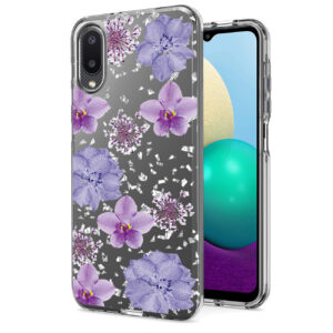 Pressed dried flower Design Phone case for Samsung Galaxy A20 /M02 In Purple