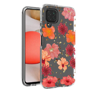 Pressed dried flower Design Phone case for Samsung Galaxy A42 5G In Red