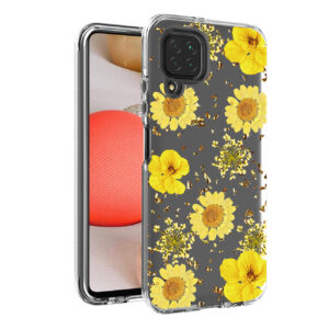 Pressed dried flower Design Phone case for Samsung Galaxy A42 5G In Yellow