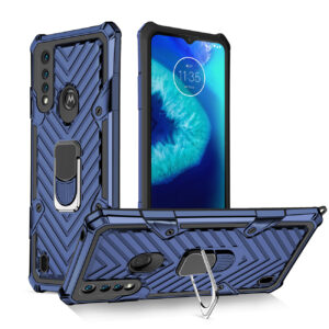 Reiko Kickstand Anti-Shock And Anti Falling Case for  Moto G8 Power Lite In Blue