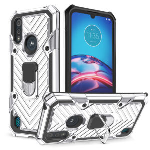 Reiko Kickstand Anti-Shock And Anti Falling Case for  Moto E6S In Silver