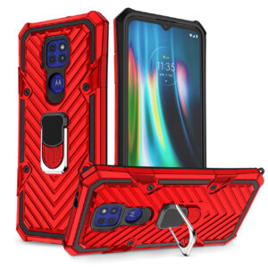 Reiko Kickstand Anti-Shock And Anti Falling Case for Moto G9/G9 PLAY In Red