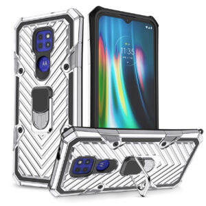 Reiko Kickstand Anti-Shock And Anti Falling Case for Moto G9/G9 PLAY In Silver