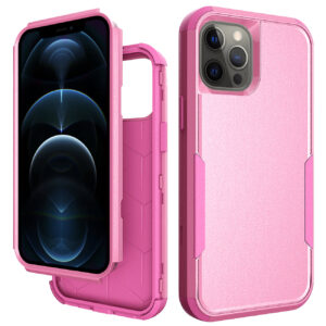 3in1 Hybrid Heavy Duty Defender Rugged Armor Case For APPLE IPHONE 12 /12 PRO In Pink