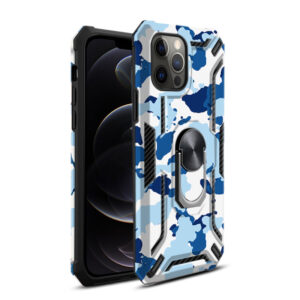 Reiko Phone Case with Magnetic Ring Holder For IPHONE 12 PRO MAX In Blue