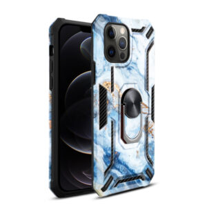 Reiko Phone Case with Magnetic Ring Holder For IPHONE 12 PRO MAX In Blue