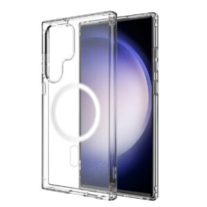 Reiko Magnetic Wireless Charging TPU Bumper Case For Samsung S 23 Ultra In Clear