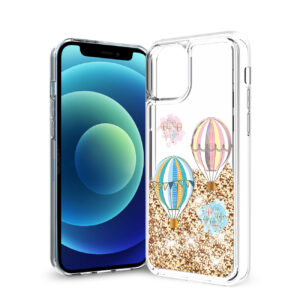Reiko iPhone 12 Mini Glitter Case Moving Quicksand Gold Hot Air Balloons