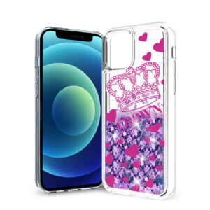 Reiko iPhone 12 Mini Glitter Case Moving Quicksand Purple Crown