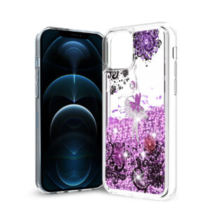 Reiko iPhone 12 Pro Max Glitter Case Moving Quicksand Purple Ballerina