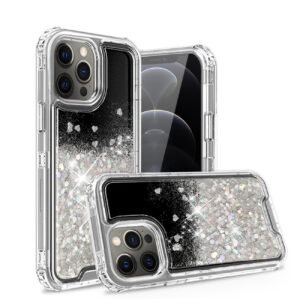 Glitter Case Moving Quicksand In BlackAPPLE IPHONE 12 PRO MAX In Clear