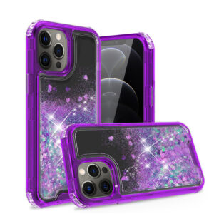 Glitter Case Moving Quicksand In BlackAPPLE IPHONE 12 PRO MAX In Purple