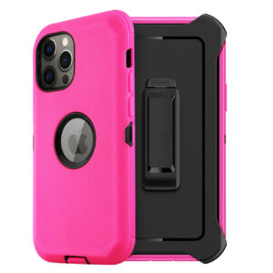 Multilayer Full Protection with Built-In Screen Protector CaseAPPLE IPHONE 12 PRO MAX In Hot Pink