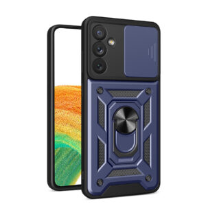 Kickstand Ring Holder with Slide Camera Cover TPU Magnetic Car Mount for GALAXY A34 5G  In Blue