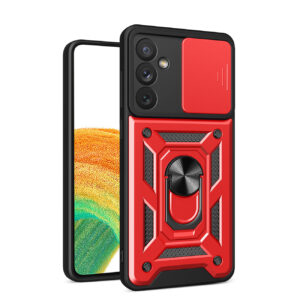 Kickstand Ring Holder with Slide Camera Cover TPU Magnetic Car Mount for GALAXY A34 5G  In Red