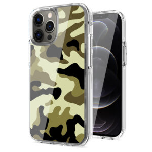 Camouflage Dual Layer Hybrid Hard Plastic and Soft TPU Rubber Case Cover for APPLE IPHONE 12 PRO MAX In Green