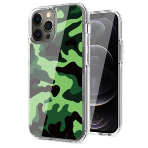 Camouflage Dual Layer Hybrid Hard Plastic and Soft TPU Rubber Case Cover for APPLE IPHONE 12 PRO MAX In Mint Green