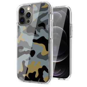 Camouflage Dual Layer Hybrid Hard Plastic and Soft TPU Rubber Case Cover for APPLE IPHONE 12/IPHONE 12 PRO In Blue