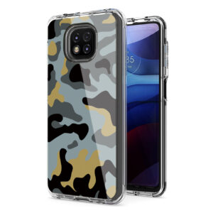 Camouflage Dual Layer Hybrid Hard Plastic and Soft TPU Rubber Case Cover for MOTOROLA G POWER In Blue