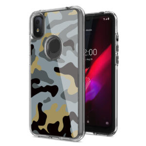Camouflage Dual Layer Hybrid Hard Plastic and Soft TPU Rubber Case Cover for REVVL 4 In Blue