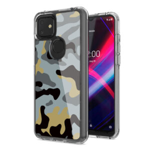 Camouflage Dual Layer Hybrid Hard Plastic and Soft TPU Rubber Case Cover for REVVL 4 PLUSE In Blue
