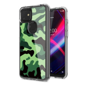 Camouflage Dual Layer Hybrid Hard Plastic and Soft TPU Rubber Case Cover for REVVL 4 PLUSE In Mint Green