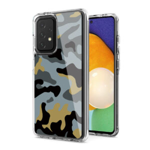 Camouflage Dual Layer Hybrid Hard Plastic and Soft TPU Rubber Case Cover for  SAMSUNG GALAXY A52 5G In Blue