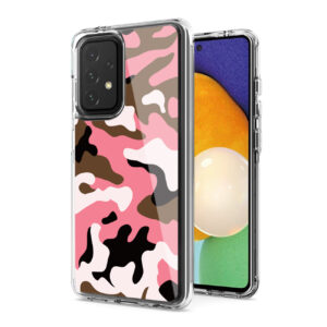 Camouflage Dual Layer Hybrid Hard Plastic and Soft TPU Rubber Case Cover for  SAMSUNG GALAXY A52 5G In Pink
