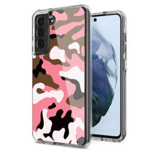 Camouflage Dual Layer Hybrid Hard Plastic and Soft TPU Rubber Case Cover for  SAMSUNG GALAXY S21 FE In Pink