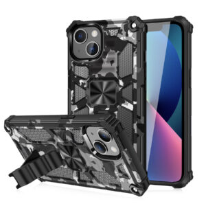 Built-in Kickstand TPU Case with Magnetic Mount for APPLE IPHONE 13 in Camouflage