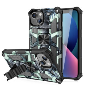 Built-in Kickstand TPU Case with Magnetic Mount for APPLE IPHONE 13 in Tree leaf patterns