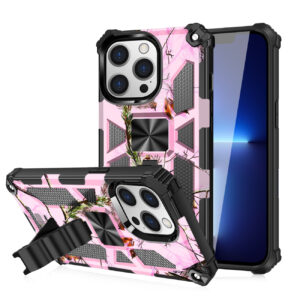 Built-in Kickstand TPU Case with Magnetic Mount for APPLE IPHONE 13 PRO MAX in Tree leaf patterns