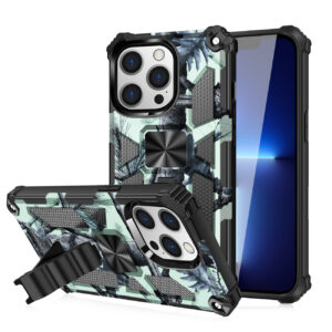 Built-in Kickstand TPU Case with Magnetic Mount for APPLE IPHONE 13 PRO MAX in Tree leaf patterns