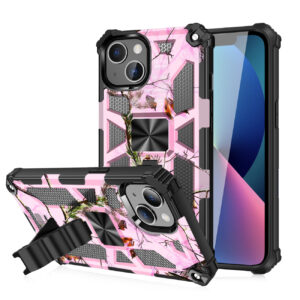 Built-in Kickstand TPU Case with Magnetic Mount for APPLE IPHONE 13 MINI in Tree leaf patterns