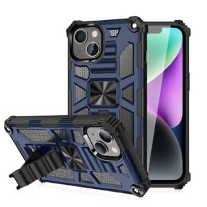 Built-in Kickstand TPU Case with Magnetic Mount for APPLE IPHONE 14 in Blue