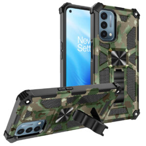 Built-in Kickstand TPU Case with Magnetic Mount for ONEPLUS NORD N200 5G in Camouflage