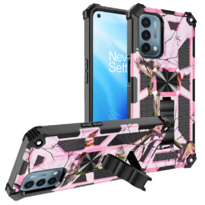 Built-in Kickstand TPU Case with Magnetic Mount for ONEPLUS NORD N200 5G in Tree leaf patterns