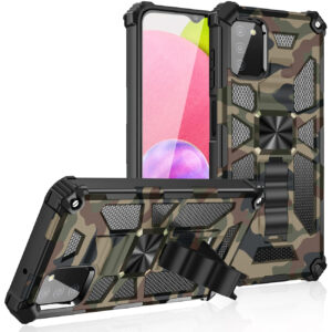 Built-in Kickstand TPU Case with Magnetic Mount for SAMSUNG GALAXY A02S in Camouflage