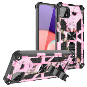 Built-in Kickstand TPU Case with Magnetic Mount for SAMSUNG GALAXY A22 5G in Tree leaf patterns