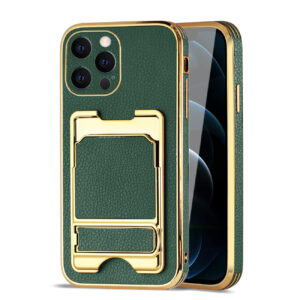 Reiko IPHONE 12 Max Leather Case with Card Holder In Green