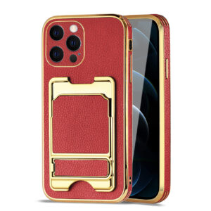 Reiko IPHONE 12 Max Leather Case with Card Holder In Red