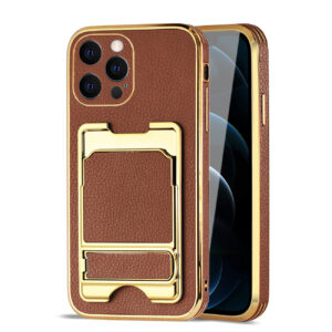 Reiko IPHONE 12 Pro Leather Case with Card Holder In Brown