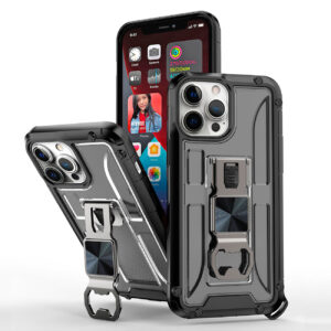 Kickstand Ring Holder/Bottle Opener with Magnetic Car Mount for APPLE IPHONE 13 Pro In Black