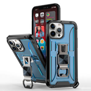 Kickstand Ring Holder/Bottle Opener with Magnetic Car Mount for APPLE IPHONE 13 Pro In Blue