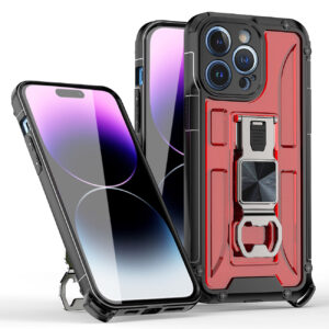 Kickstand Ring Holder/Bottle Opener with Magnetic Car Mount for IPHONE 14 PRO MAX In Red