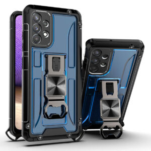 Kickstand Ring Holder/Bottle Opener with Magnetic Car Mount for Samsung Galaxy A32 In Blue