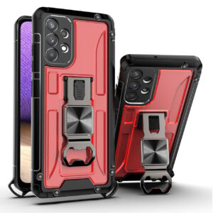 Kickstand Ring Holder/Bottle Opener with Magnetic Car Mount for Samsung Galaxy A32 In Red