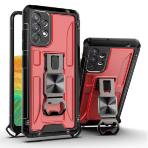 Kickstand Ring Holder/Bottle Opener with Magnetic Car Mount for Samsung Galaxy A33 5G In Red