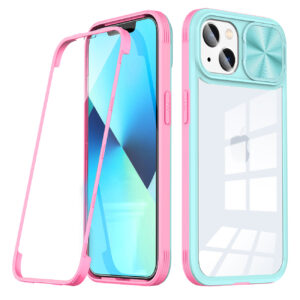 Full Protection With Mobile Phone Protective Film Slide Camera Lens Phone Case For iPhone 14 Plus In Blue